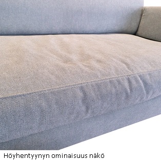 Höyhentyynyn näkö sohvan istuintyynyssä